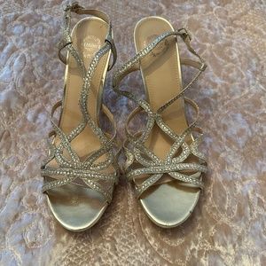 I. MILLER SIZE 10 LIGHT-GOLD HEEL DRESS SHOES-NEVER WORE